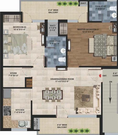 2 BHK Flat in Amayra City in Kharar, Chandigarh - Image 539002