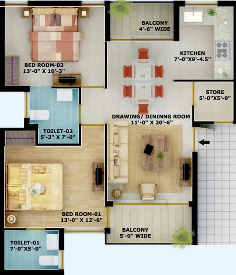 2 BHK Flat in Amayra Greens 2 in Kharar, Chandigarh - Image 538877