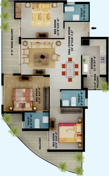 3 BHK Flat in Amayra Greens 2 in Kharar, Chandigarh - Image 538880