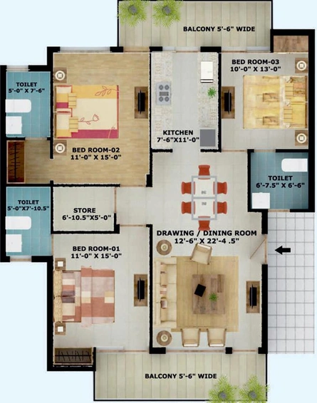 3 BHK Flat in Amayra Greens 2 in Kharar, Chandigarh - Image 538879