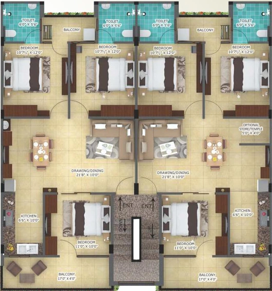 Floor Plan of Garden Homes 2 in Zirakpur, Chandigarh - Image 61528