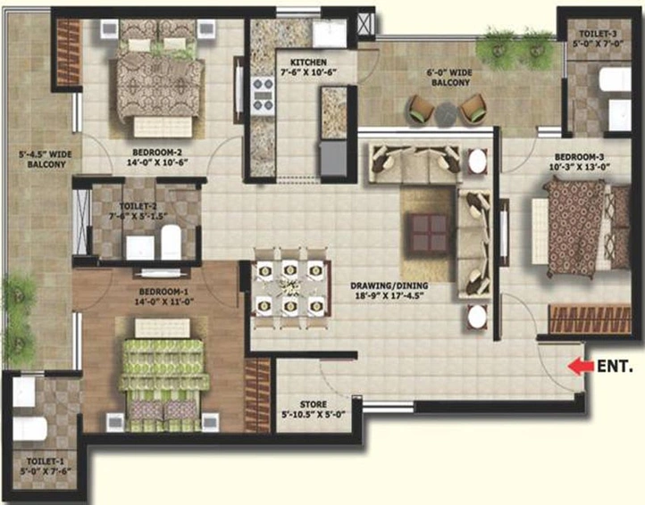 3 BHK Flat in MP Metro Towers in Zirakpur, Chandigarh - Image 535402