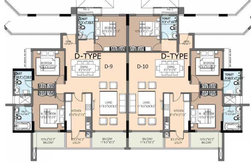 Floor Plan of Purva Grandbay in Marine Drive, Kochi - Image 61432