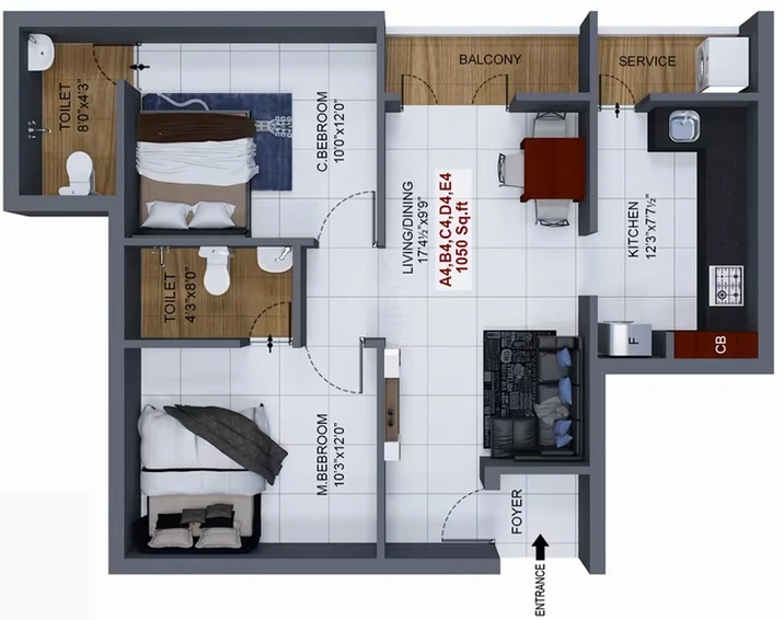 2 BHK Flat in The Nest Cultures in Sembakkam, Chennai - Image 529903