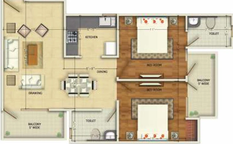2 BHK Flat in Oxirich Aero Heights in Indirapuram, Ghaziabad - Image 533110