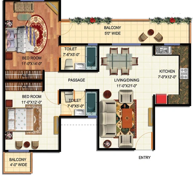 2 BHK Flat in Rudra Sera Bella in Indirapuram, Ghaziabad - Image 536391