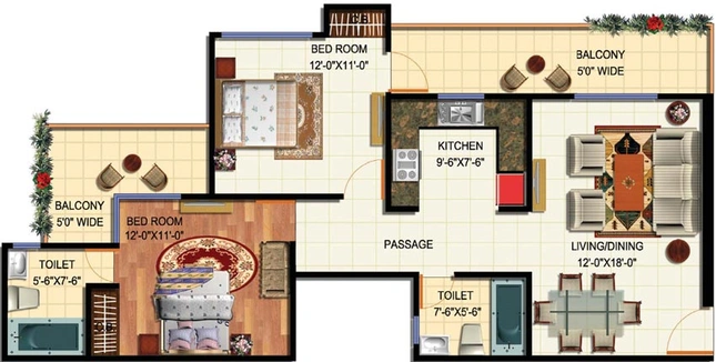 2 BHK Flat in Rudra Sera Bella in Indirapuram, Ghaziabad - Image 536392