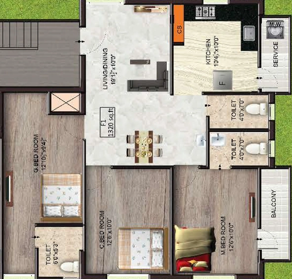 3 BHK Flat in The Nest Gaura in Selaiyur, Chennai - Image 530484