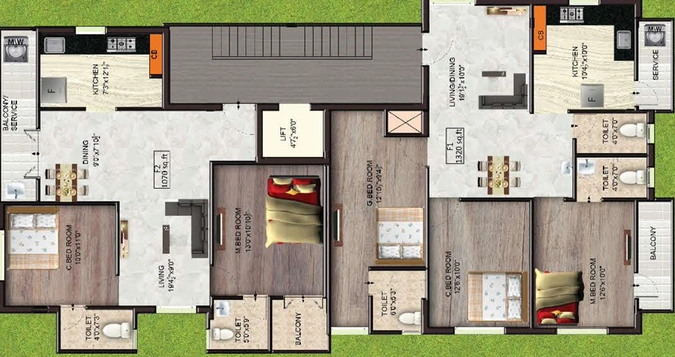 Floor Plan of The Nest Gaura in Selaiyur, Chennai - Image 59905