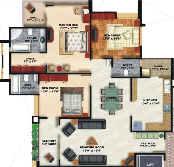 3 BHK Flat in Niho Marvel in Indirapuram, Ghaziabad - Image 539213