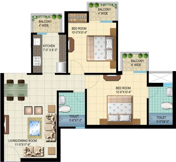 2 BHK Flat in Solitairian Paradise in Raj Nagar Extension, Ghaziabad - Image 530547