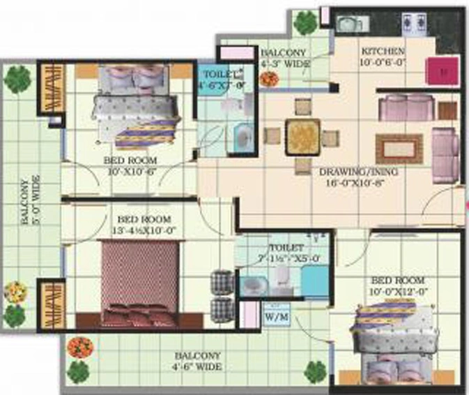 3 BHK Flat in Windsor Premium Tower in Raj Nagar Extension, Ghaziabad - Image 536455