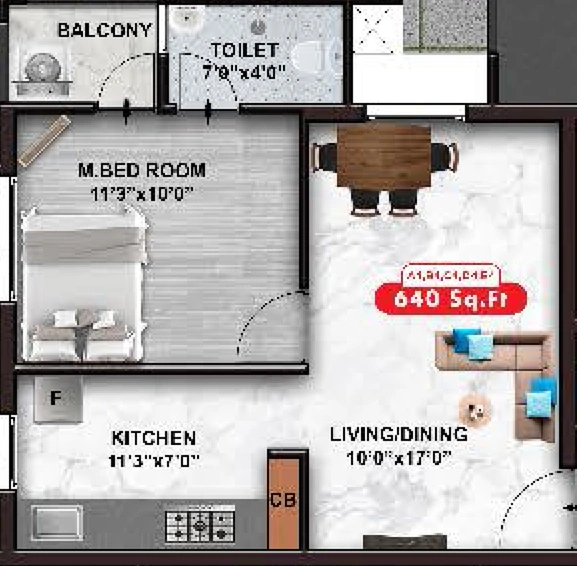 1 BHK Flat in The Nest Sai Castle in Chitlapakkam, Chennai - Image 530886