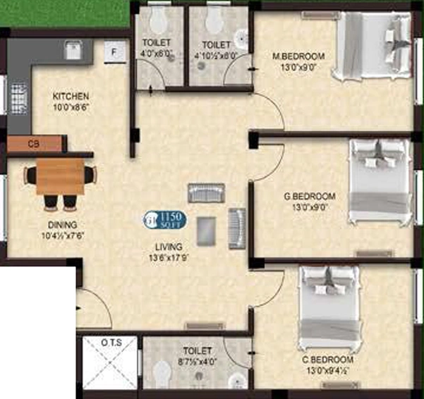 3 BHK Flat in The Nest Elite in Sholinganallur, Chennai - Image 534082