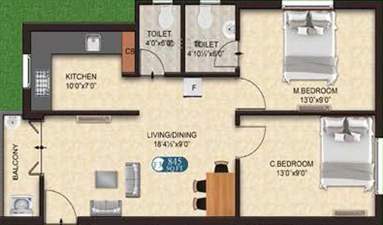 2 BHK Flat in The Nest Elite in Sholinganallur, Chennai - Image 534080