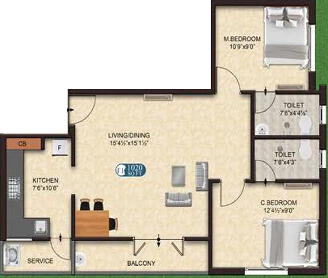 2 BHK Flat in The Nest Elite in Sholinganallur, Chennai - Image 534081