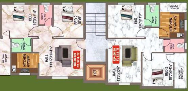 Floor Plan of Crest Uresta in Anakaputhur, Chennai - Image 60284