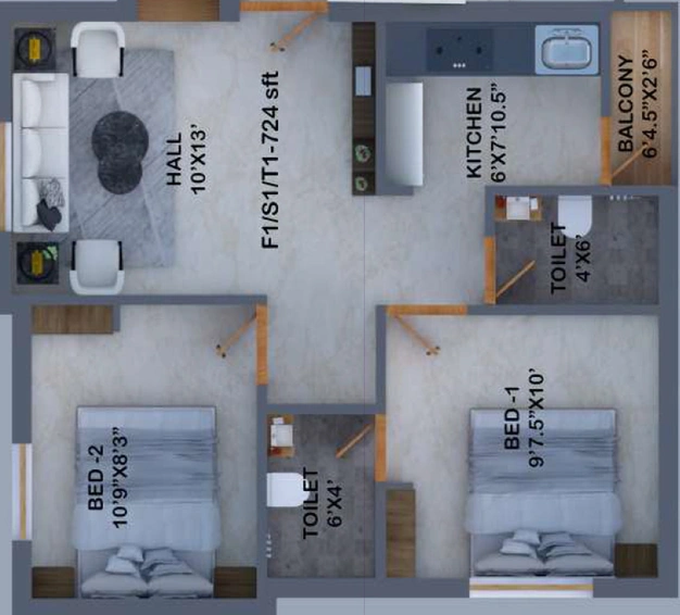 2 BHK Flat in Crest Placid in Anakaputhur, Chennai - Image 530990