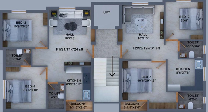 Floor Plan of Crest Placid in Anakaputhur, Chennai - Image 59933