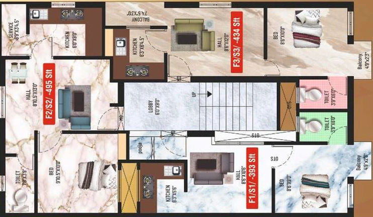 Floor Plan of Crest Viyona in Kundrathur, Chennai - Image 59940
