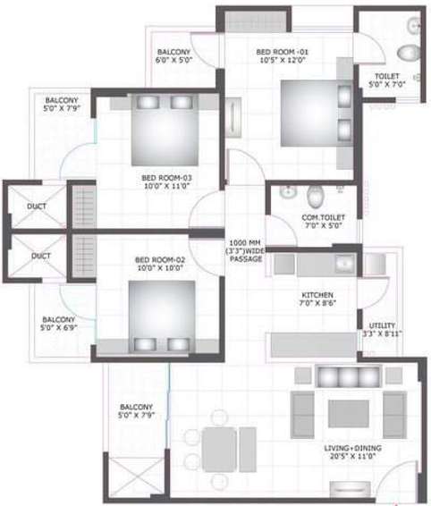 3 BHK Flat in BCC Bharat City in Bhopura, Ghaziabad - Image 741302
