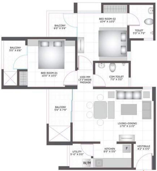 2 BHK Flat in BCC Bharat City in Bhopura, Ghaziabad - Image 741300