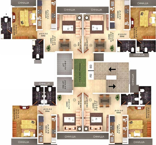 Floor Plan of Sarvesh One in Lower Parel West, Mumbai - Image 21521