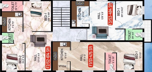 Floor Plan of Crest Zara in Kundrathur, Chennai - Image 60313