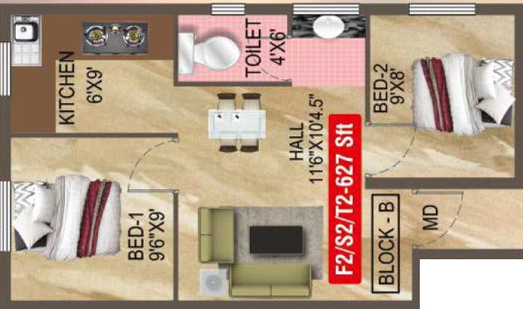 2 BHK Flat in Crest Shine in Anakaputhur, Chennai - Image 534481
