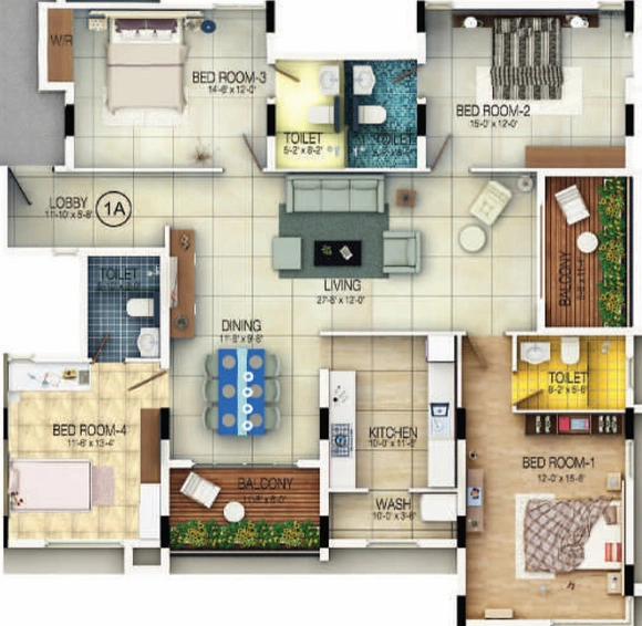 4 BHK Flat in ASV Jayantika in Velachery, Chennai - Image 533545