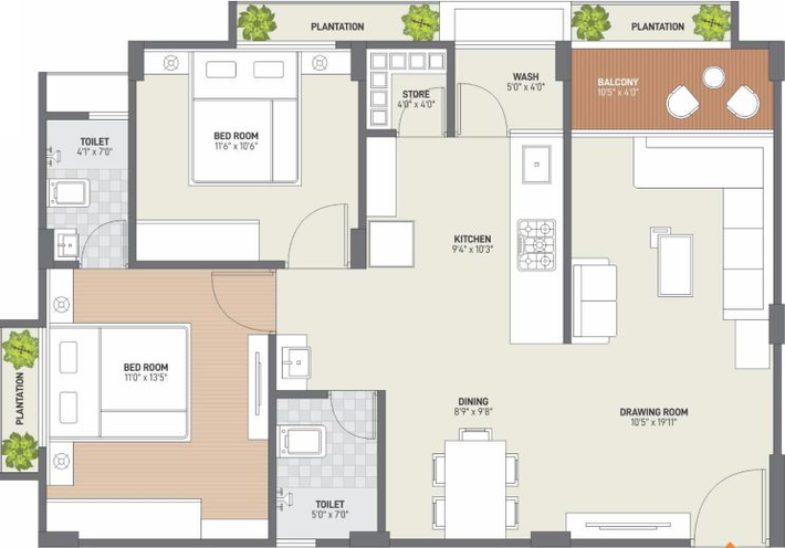 2 BHK Flat in Uma Mahalaxmi Rivasa in Pethapur, Gandhinagar - Image 553308