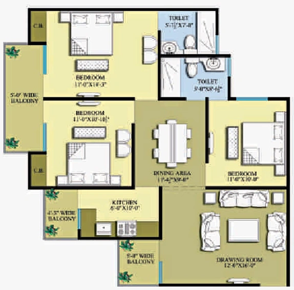 3 BHK Flat in MR Delhi 99 in Bhopura, Ghaziabad - Image 534639