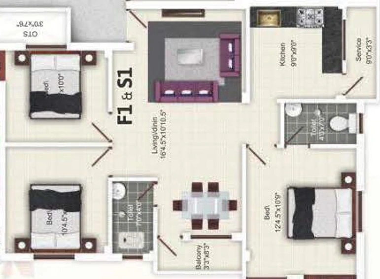 3 BHK Flat in KVR Akshara in Kolathur, Chennai - Image 532411