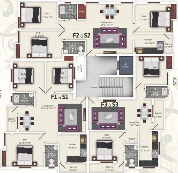 Floor Plan of KVR Akshara in Kolathur, Chennai - Image 60100