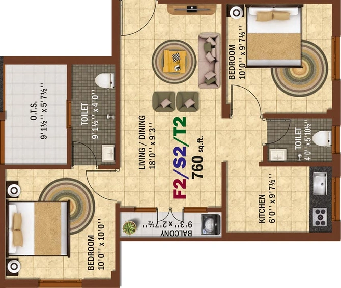 2 BHK Flat in KVR Sree Kamalam in Ambattur, Chennai - Image 535155