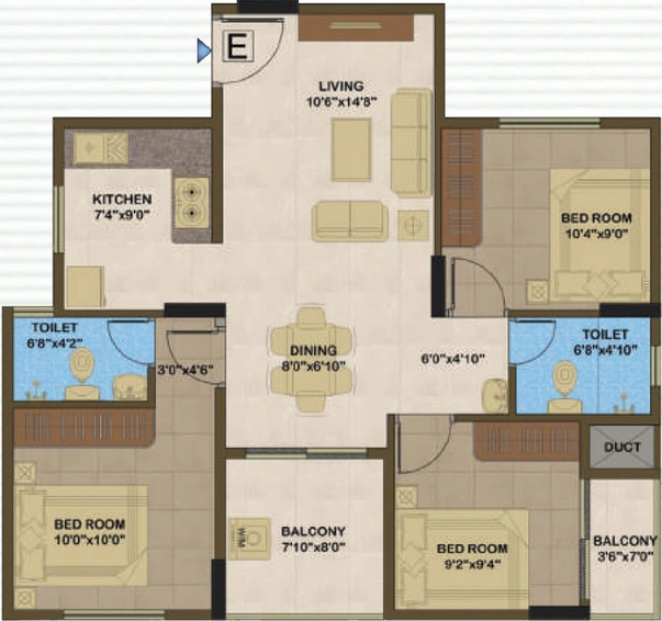 3 BHK Flat in Sowparnika Atrium in Edappally, Kochi - Image 539071