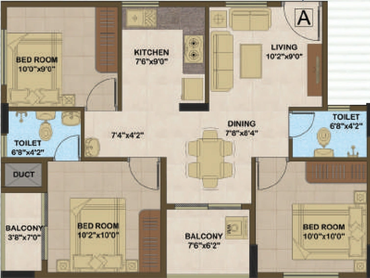 3 BHK Flat in Sowparnika Atrium in Edappally, Kochi - Image 539070