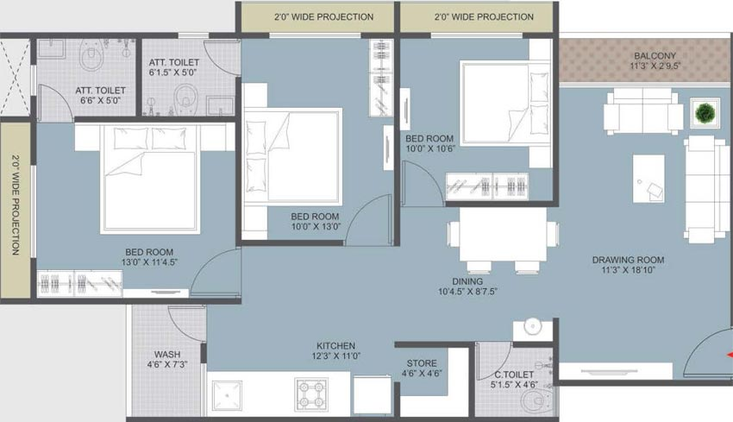 3 BHK Flat in SK Shreenand City in Pethapur, Gandhinagar - Image 553918