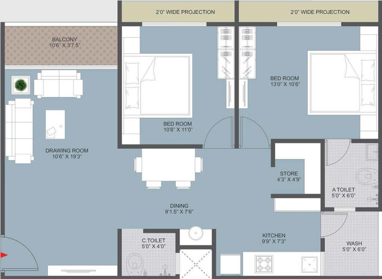 2 BHK Flat in SK Shreenand City in Pethapur, Gandhinagar - Image 553917