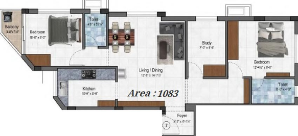 2 BHK Flat in Sivarams Sankara Krupa Flats in Virugambakkam, Chennai - Image 535266