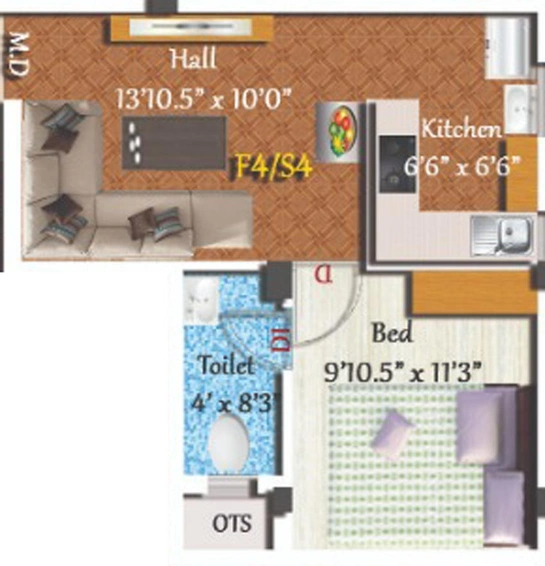 1 BHK Flat in Sivarams Chenab in Ullagaram, Chennai - Image 533672