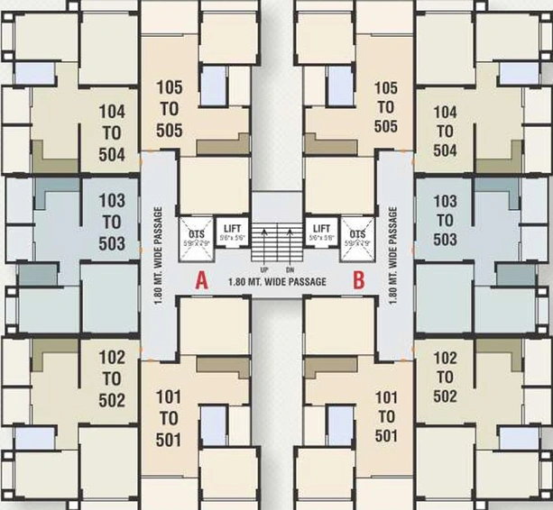 Floor Plan of Satyam Shreeji Apartments in Randheja, Gandhinagar - Image 64641