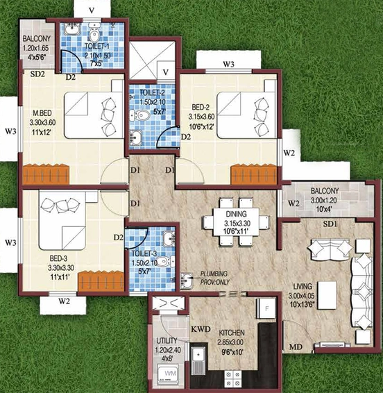 3 BHK Flat in Confident Iris in Kakkanad, Kochi - Image 538800