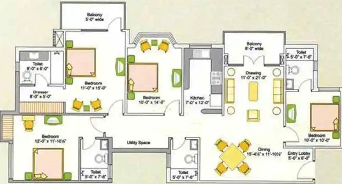 4 BHK Flat in Ashiana Upvan in Indirapuram, Ghaziabad - Image 538411