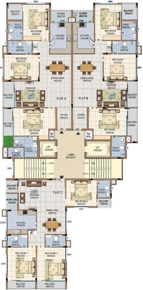 Floor Plan of Kalyan Marvella in Kadavanthra, Kochi - Image 61133