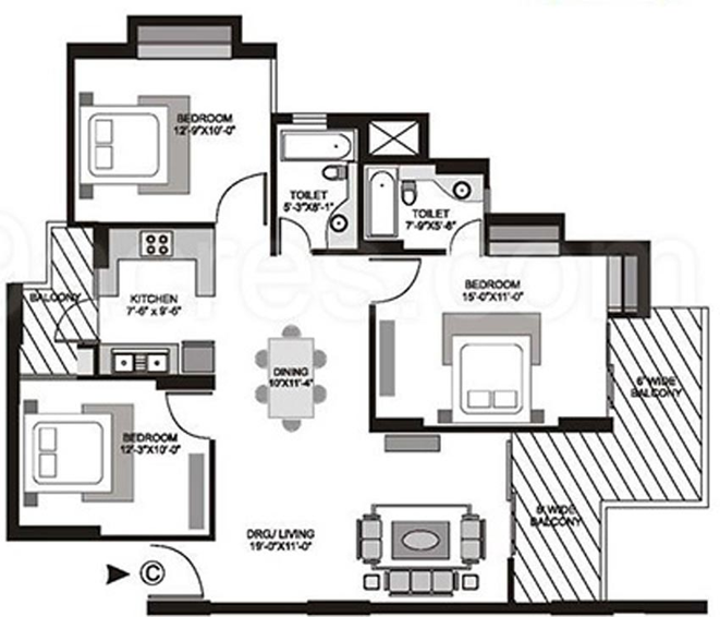 3 BHK Flat in Gulshan GC Grand in Indirapuram, Ghaziabad - Image 538348