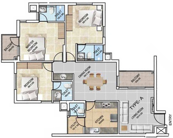 3 BHK Flat in National Treedom Park in Vyttila, Kochi - Image 537900
