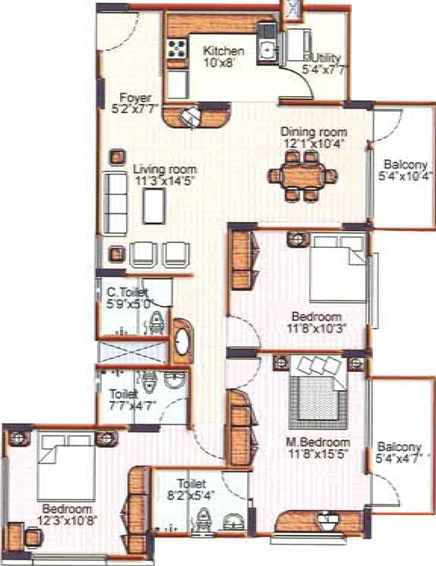 3 BHK Flat in Oceanus Crescent in Nedumbassery, Kochi - Image 537885