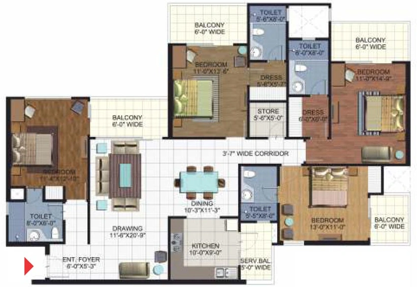 4 BHK Flat in Ramprastha Platinum Premier in Vaishali, Ghaziabad - Image 538244