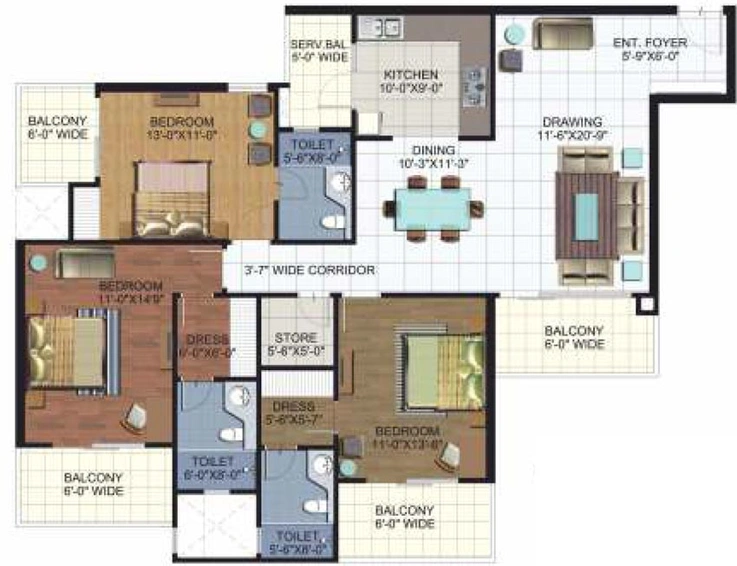 3 BHK Flat in Ramprastha Platinum Premier in Vaishali, Ghaziabad - Image 538243